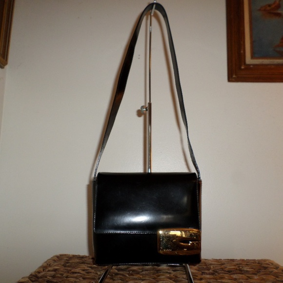 gucci black patent leather handbag
